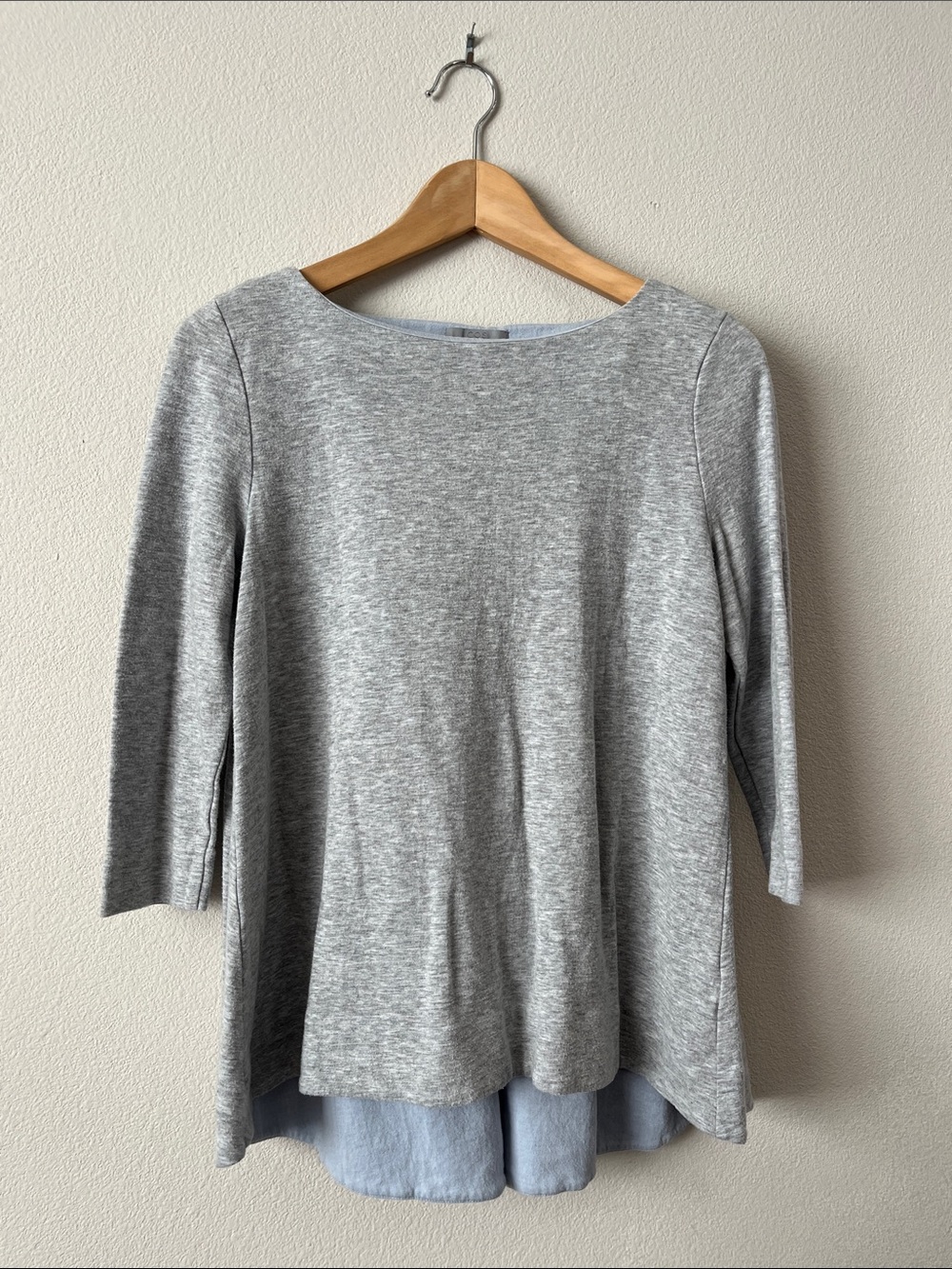 COS Heather Gray Jersey Hi Low Top Size M